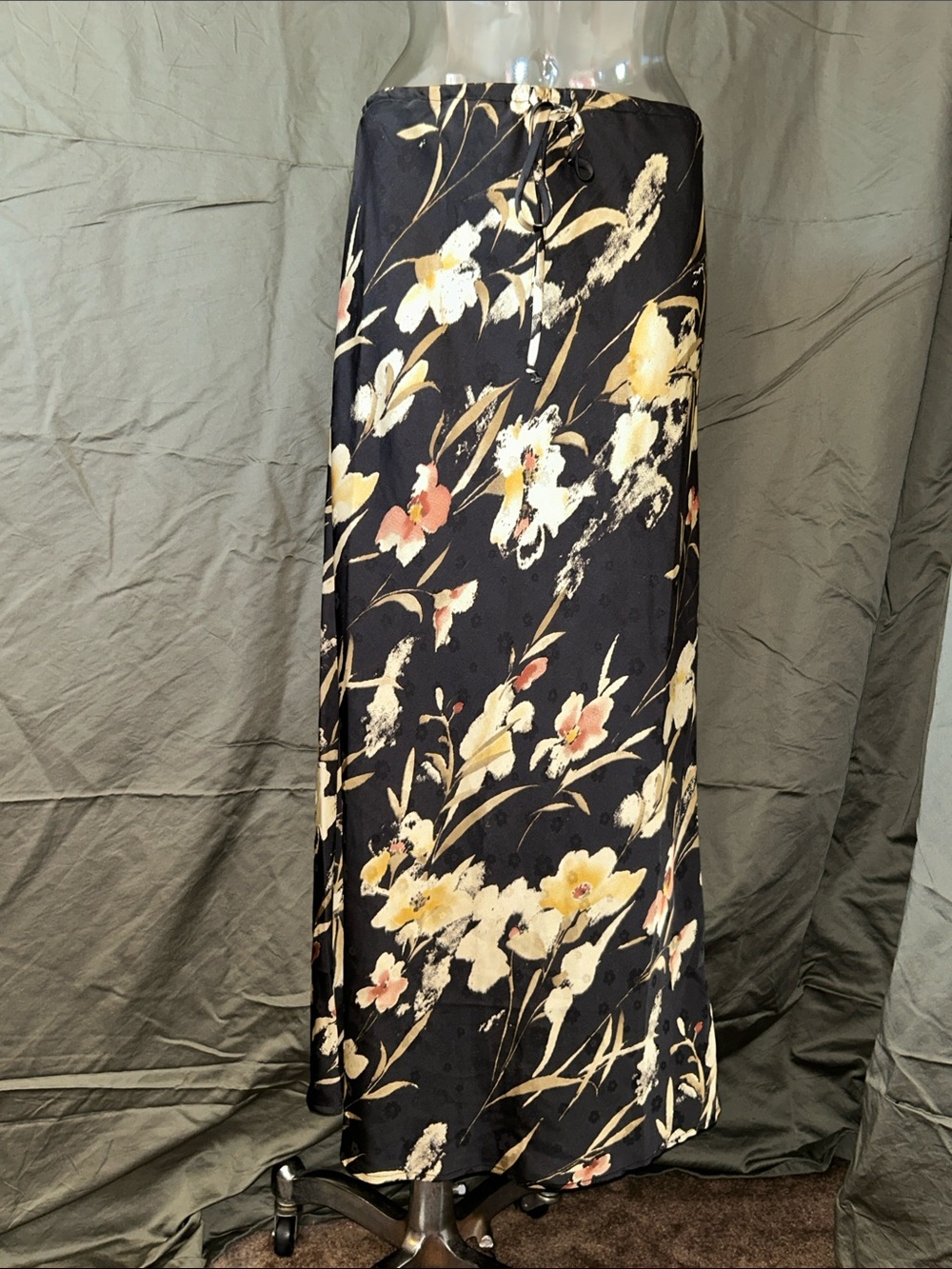 By Together Black Floral Maxi Skirt with Cream & Yellow Blooms